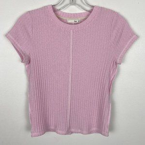 Aritzia Wilfred Lavender Ribbed Short Sleeve Top M